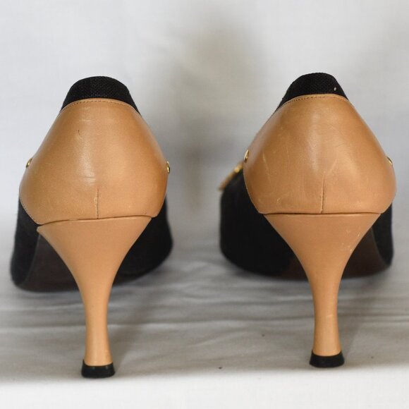 Stuart Weitzman Black And Tan Open Toe Pumps - Spain - Picture 3 of 4